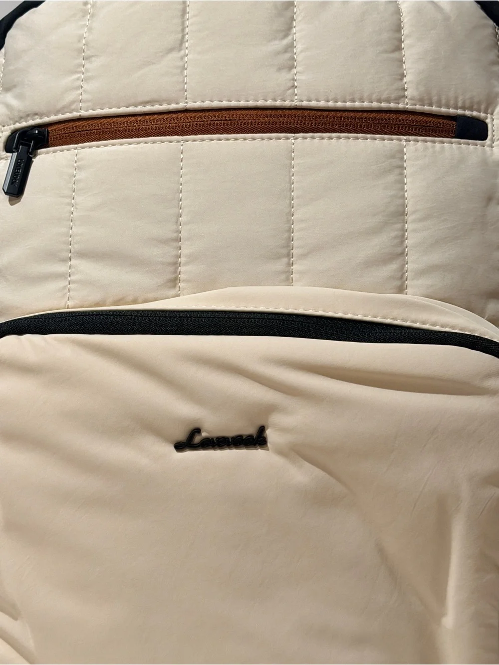 NWT LOVEVOOK Cream & Brown Quilted Latop Backpack